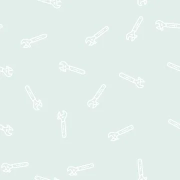 Adjustable wrench tool line seamless pattern Illustrazione stock