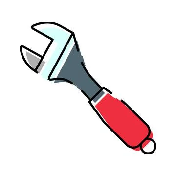 Adjustable wrench tool for mechanical repair and plumbing Stock Illustration