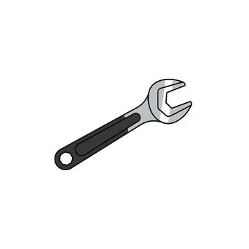 Adjustable wrench tool, single object illustration, clean background 스톡 일러스트