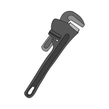Adjustable wrench. Vector illustration. Drawing by hand. Illustrazione stock