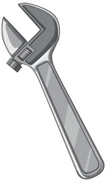 Adjustable Wrench Vector Illustration with Metallic Finish Stock Illustration