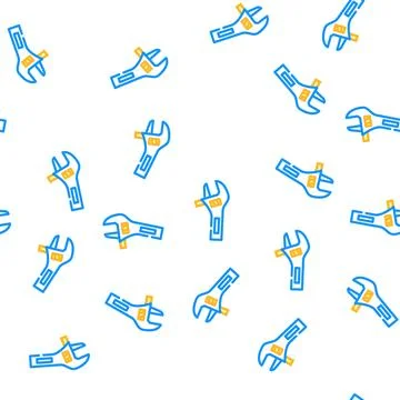 Adjustable wrench vector seamless pattern Illustrazione stock