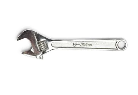 Adjustable wrench on white background Stock Photos
