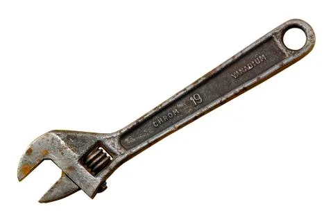 Adjustable wrench on a white background Stock Photos