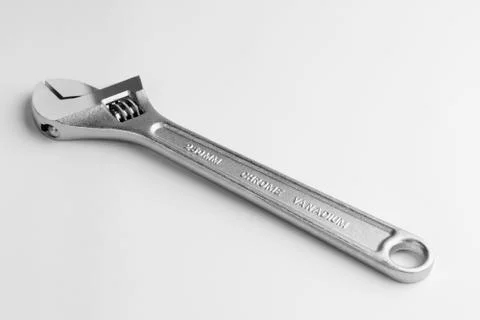 Adjustable Wrench on White Background Stock Photos
