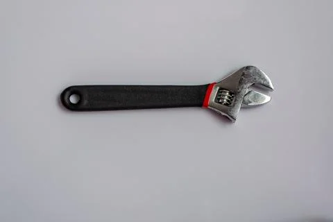 Adjustable Wrench on White Background Stock Photos