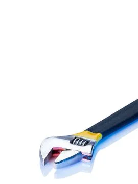 Adjustable Wrench on White Stock Photos