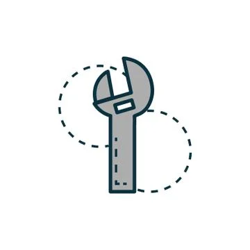 Adjustable wrench work tools engineering icon Illustrazione stock