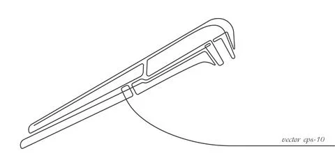 Adjustable wrench.Locksmith tool for work.One line drawing. 스톡 일러스트