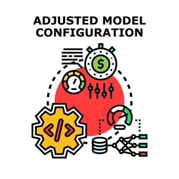 Adjusted model configuration process optimizing settings concept Illustrazione stock