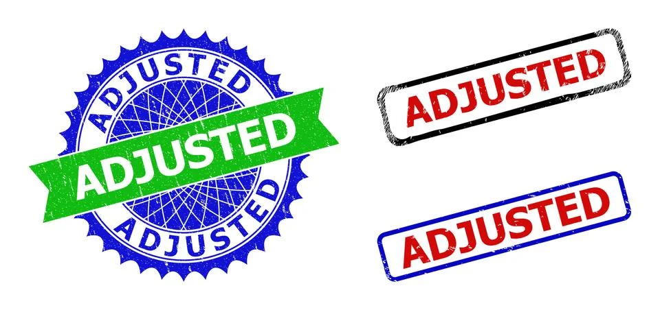 ADJUSTED Rosette and Rectangle Bicolor Watermarks with Rubber Textures Illustrazione stock