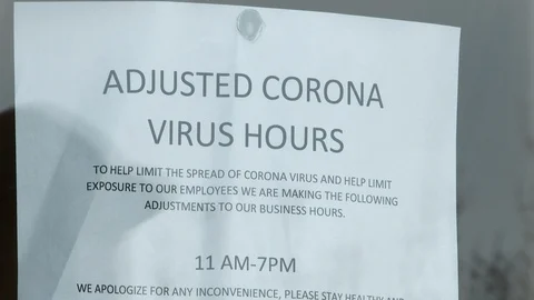 Adjusted Store Hours During Corona Virus Pandemic Video stock 126929363
