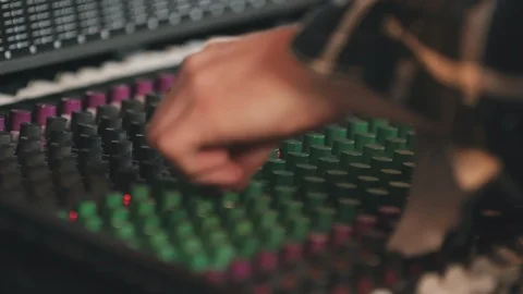 Adjusting Audio Board Knobs Stock Footage 89539712