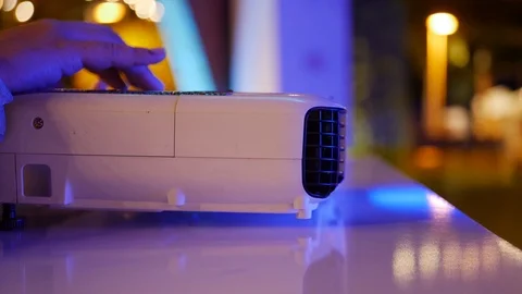 Adjusting calibrating and preparing, the projector for home theater 動画素材 108374502