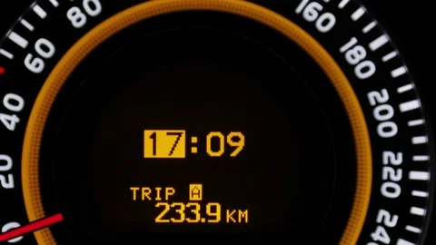 Adjusting car dashboard clock back one hour, dst end Stock Footage 142180953