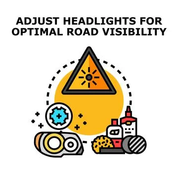 Adjusting car headlights for optimal road visibility concept Stock Illustration