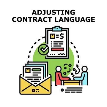 Adjusting contract language and agreement terms concept Stock Illustration