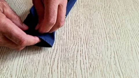 Adjusting Dark Blue Shirt Cuff with Button Close Up Indoors Vídeos de archivo 343215877