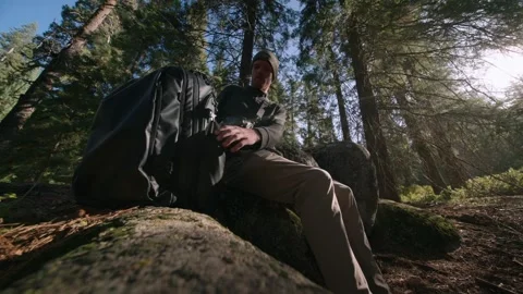 Adjusting Gear At Camp Stock Footage 342571374