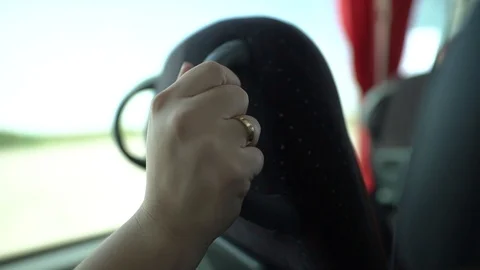 Adjusting the head support on a bus seat, stock video Stock Footage 89476079