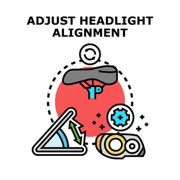 Adjusting headlight alignment process and vehicle maintenance Stock Illustration