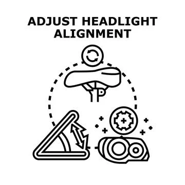 Adjusting headlight alignment process and vehicle maintenance Stock Illustration