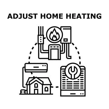 Adjusting home heating and climate control system concept Stock Illustration