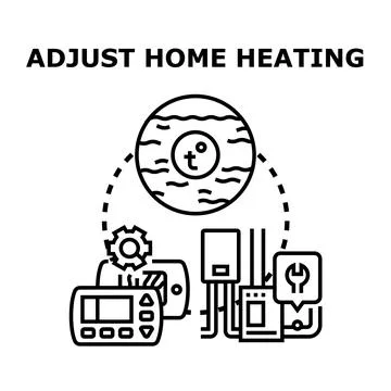 Adjusting home heating system for optimal temperature Stock Illustration