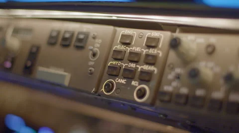 Adjusting instruments in a passenger jet cockpit 4K Stock Footage 53129109