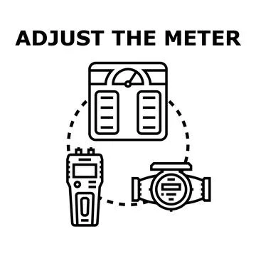 Adjusting meter devices for measurement calibration concept Ilustração Stock