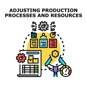 Adjusting production processes and resources concept icon Stock Illustration