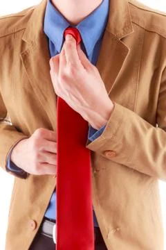 Adjusting red tie Stock Photos