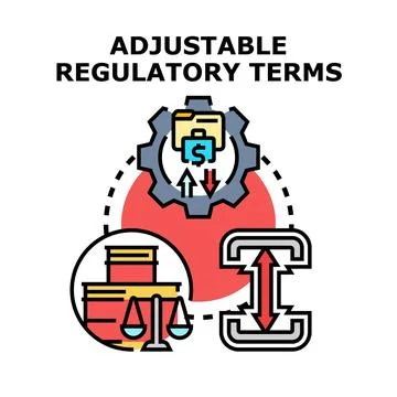 Adjusting regulatory terms concept with gears and scales Stock Illustration