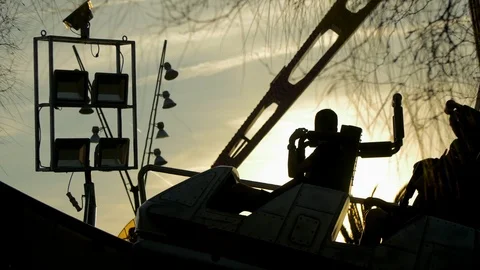 Adjusting safety vest in Roller Coaster. Backlighting Video stock 88453736