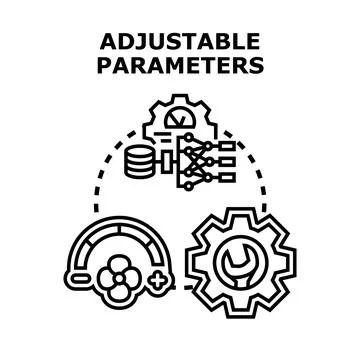 Adjusting setting parameters for data management and artificial intelligence Stock Illustration