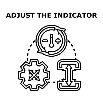 Adjusting settings indicator controlling temperature and size Stock Illustration