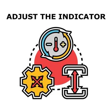Adjusting settings indicator controlling temperature and size 스톡 일러스트