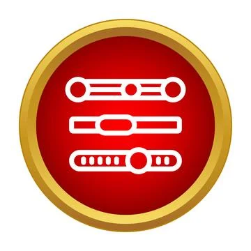 Adjusting settings with interface sliders icon in red circle Stock Illustration