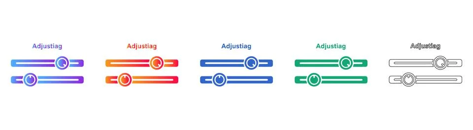 Adjusting Slider Control Interface Icons Stock Illustration