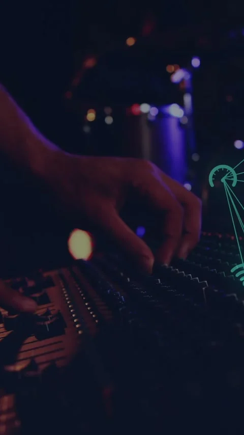 Adjusting sound mixer, person working with audio equipment over network Stock Footage 342015697