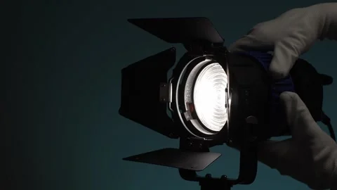 Adjusting Studio Lighting Equipment. Stock Footage 259177235