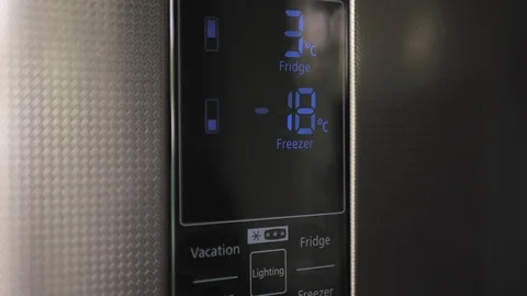 Adjusting Temperature Of The Refrigerator On Kitchen Slider Shot. 스톡 동영상 109298013