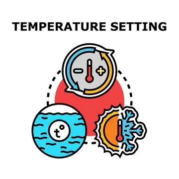 Adjusting temperature setting concept regulating climate control Illustrazione stock