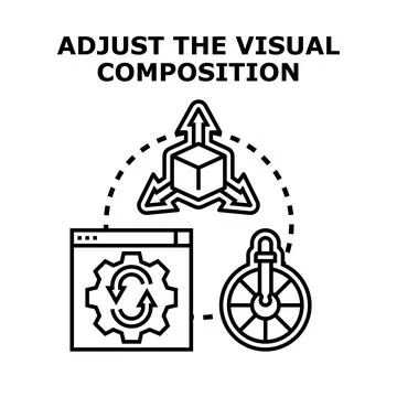 Adjusting visual composition with creative graphic design tools Ilustração Stock