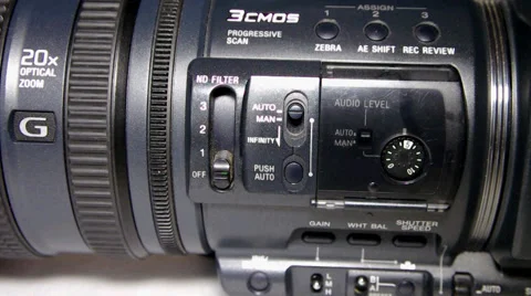 Adjusting the volume of the camcorder Video stock 59887810