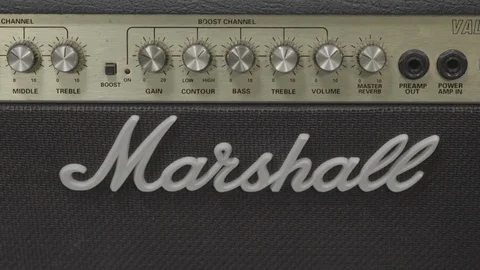 The adjusting volume knobs in a music studio Video stock 87377127