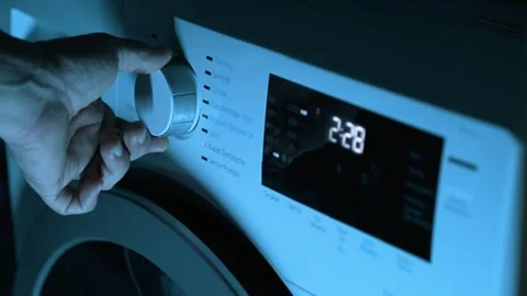 Adjusting Wash Settings on Washing Machine Close Up Stock Footage 329968391