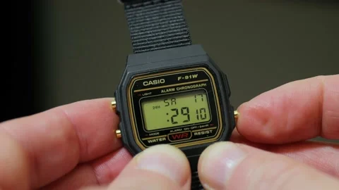 Adjusting watch back one hour, dst end Video stock 146823544