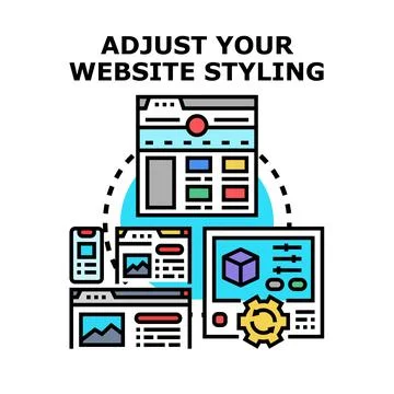 Adjusting website styling, design, and customization 스톡 일러스트