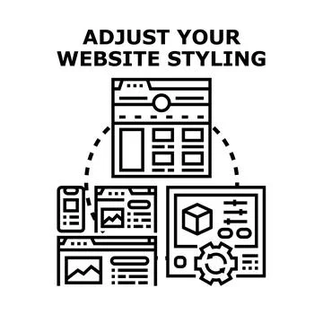 Adjusting website styling, design, and customization Ilustración de archivo